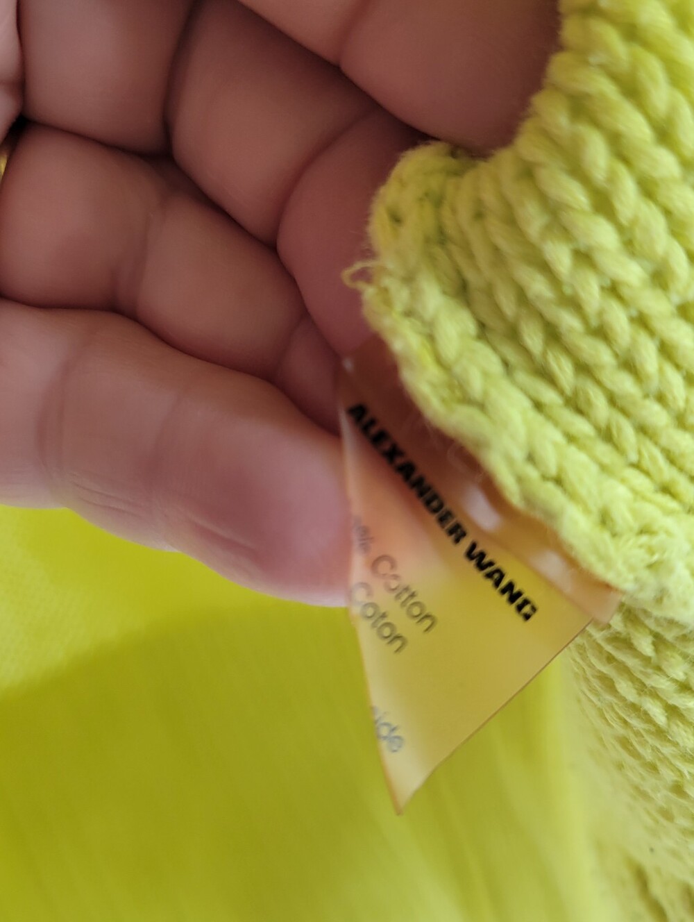 T by Alexander Wang neon yellow oversized crewneck sweater Size Medium - Picture 4 of 5